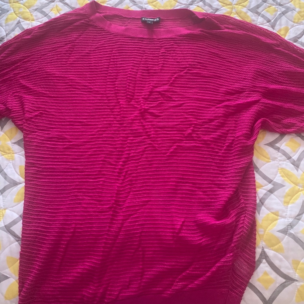 express short sleeve fushia sweater